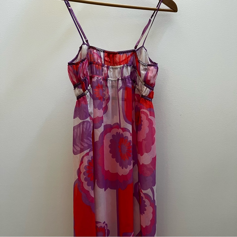 Vintage La SENZA Romantic Feminine Soft Sheer Floral Slip Maxi Dress M - Picture 5 of 6